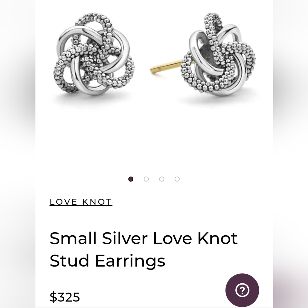 LAGOS Silver/14 K Love Knot Earrings. Not Original Pack. # 77